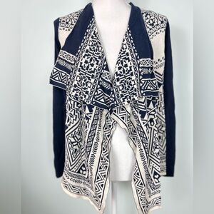Lucky Brand Aztec Design Waterfall Open Front Cardigan